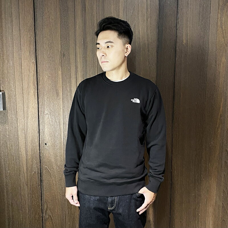 美國百分百【全新真品】The North Face 北臉 大學T 毛巾布 棉質 TNF 長袖上衣 logo 黑色 DF42