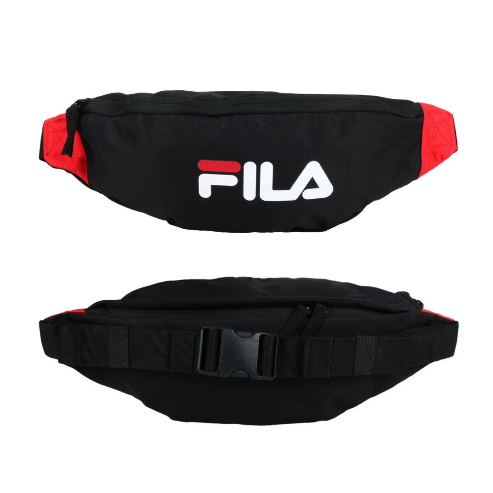 FILA 百搭斜跨包(腰包臀包側背包斜背包慢跑單車自行車「BWV-7002-BK