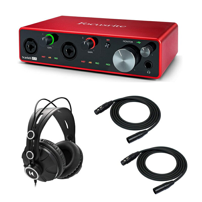 Focusrite Scarlett 錄音介面 4i4 3rd Gen 4x4 USB Audio Interface Bundle with Headphones and 2 XLR Cables [2美國直購]