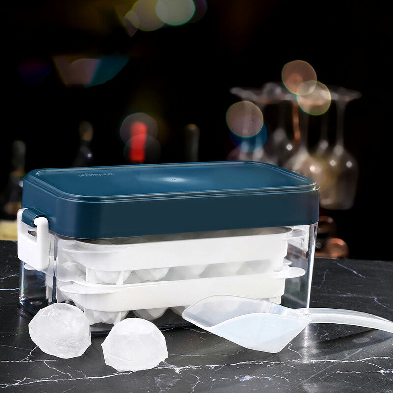 製冰盒 制冰球模具威士忌凍冰塊制作器帶蓋家用冰箱圓球冰盒冷凍速凍神器【MJ11538】