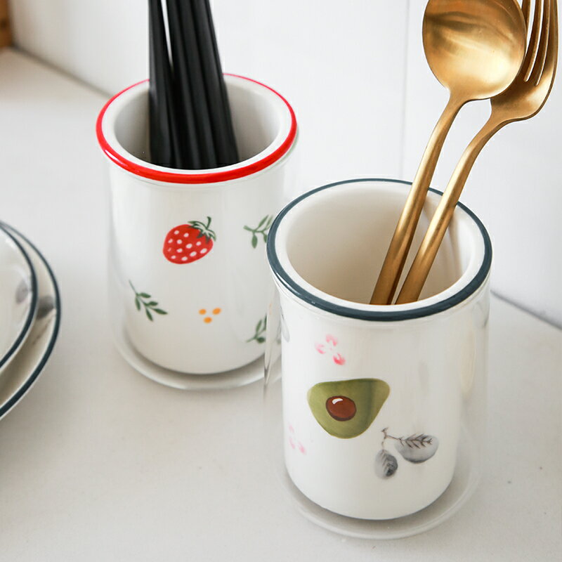 陶瓷筷子瀝水架北歐創意簡約家用廚房餐具放筷子勺子的收納盒筷簍