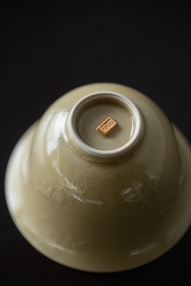 免運 茶具系列 定窯黃君子蓋碗 功夫茶具三才蓋碗 泡茶碗沏茶碗陶瓷 薄胎不燙手 6