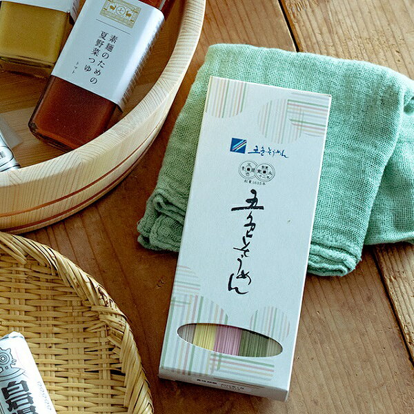 【江戶物語】 日本 手延五色素麵 禮盒 250g 色束別 五色麵 彩色手延素麵 涼麵 生麵條 麵線 和風料理 日本進口 2