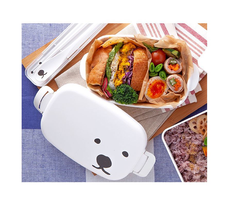 北海道白熊系列 快扣餐盒 分隔設計湯汁不易混合 日本製