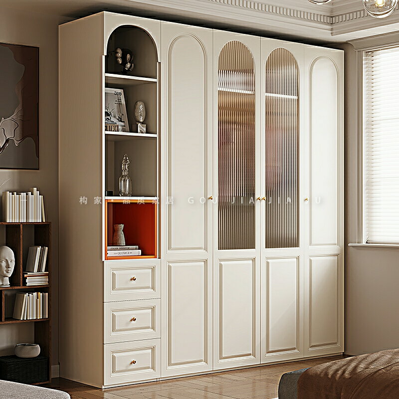 法式奶油風衣柜小戶型家用柜子現代簡約臥室通頂儲物柜成品大衣櫥