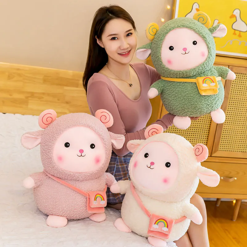 毛絨抱枕 可愛綿羊公仔 超萌彩虹羊抱枕 公仔玩偶 睡覺布娃娃抱枕 陪睡大抱枕 床頭靠枕 生日禮物 可愛玩偶【不二雜貨】
