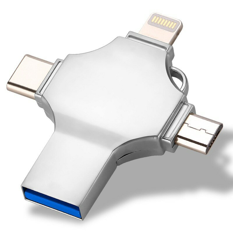 新款Type-c 旋轉U盤四合一金屬高速手機電腦U盤USB介面【宜家良品百貨】