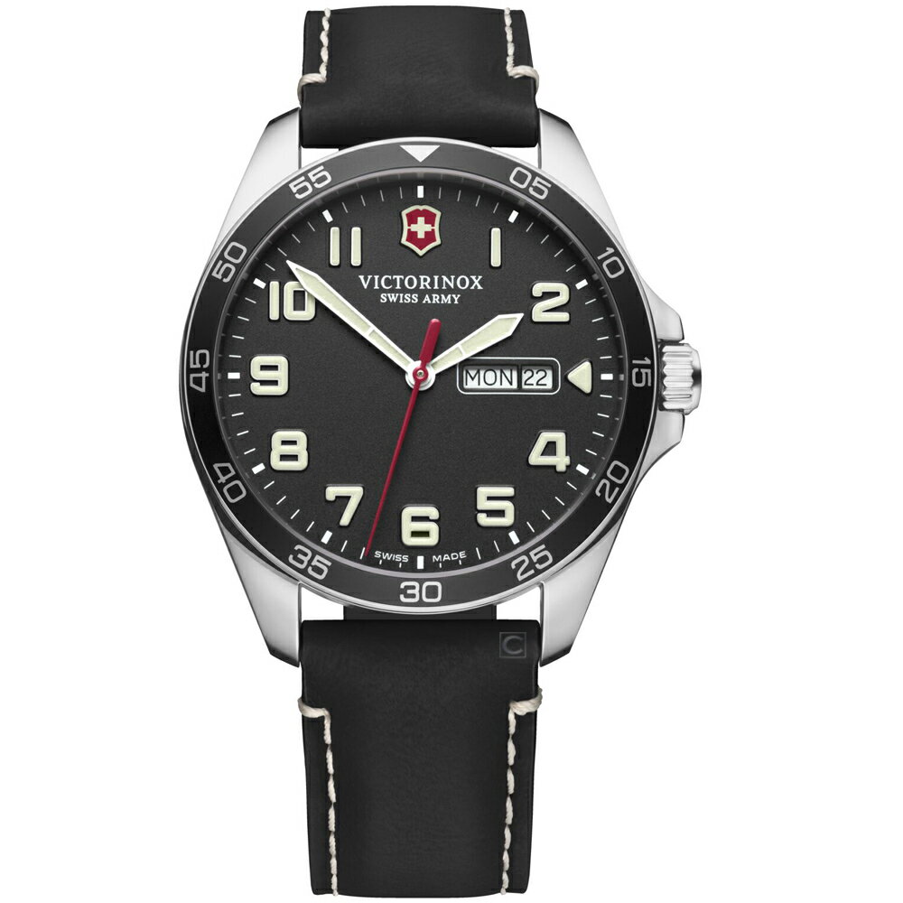 VICTORINOX 瑞士維氏 AirBoss 經典飛行機械腕錶(VISA-241846)-42mm-黑面皮革【刷卡回饋 分期0利率】【APP下單4%點數回饋】