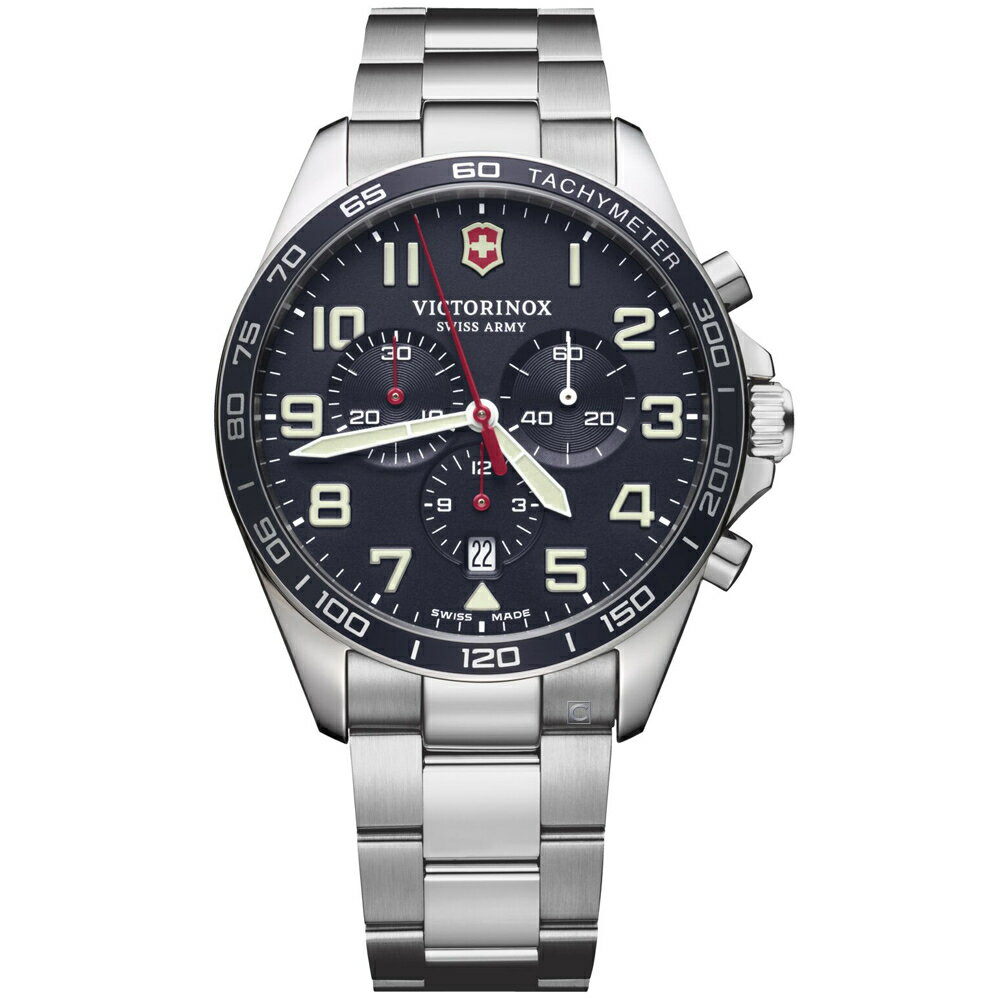 VICTORINOX 瑞士維氏 SWISS ARMY瑞士維氏Fieldforce計時手錶(VISA-241857)-42mm-藍面鋼帶【刷卡回饋 分期0利率】【APP下單點數13倍送】