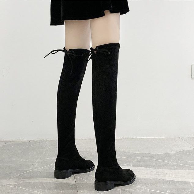 大尺碼女鞋 女神瘦腿款 絨面過膝靴 長筒靴 長靴 馬靴 大尺碼長靴 35~43碼 加大筒圍 過膝靴 【櫻桃嚴選】 1