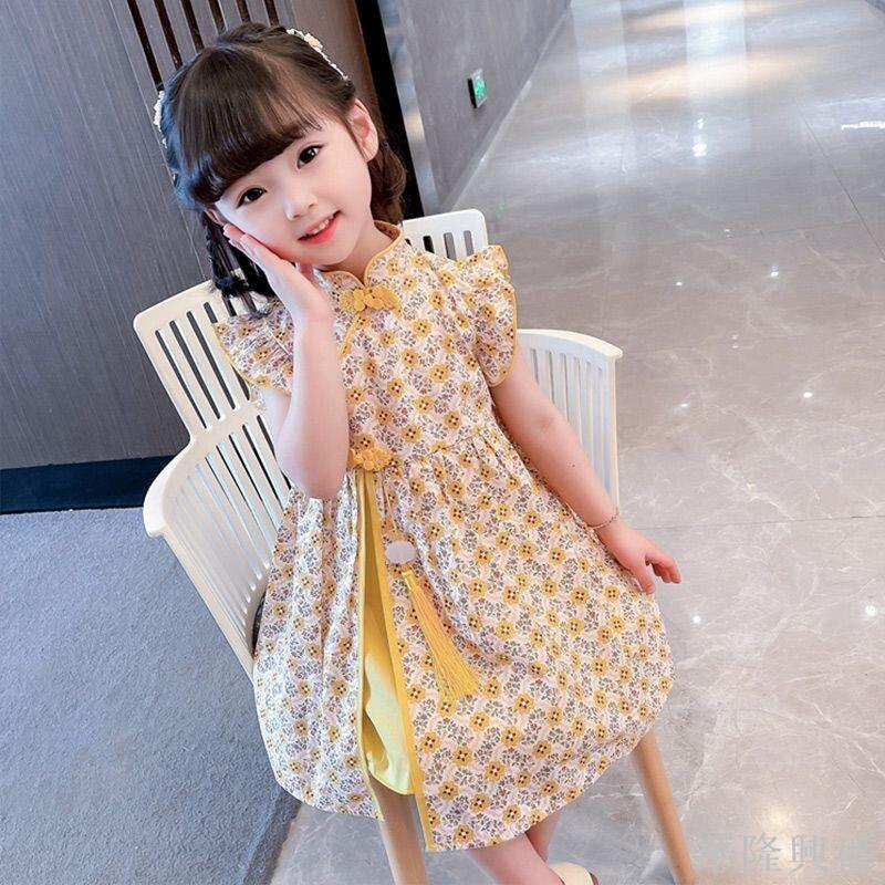 女童連衣裙夏季2024新款時髦旗袍裙小童女寶寶兒童裝夏裝漢服裙子