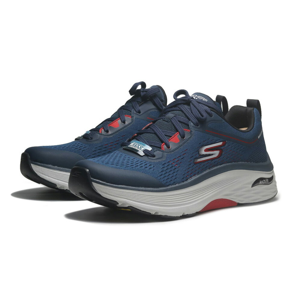【滿千折百】SKECHERS 慢跑鞋 MAX CUSHIONING 深藍橘 固特異底 緩震 男 220350NVY