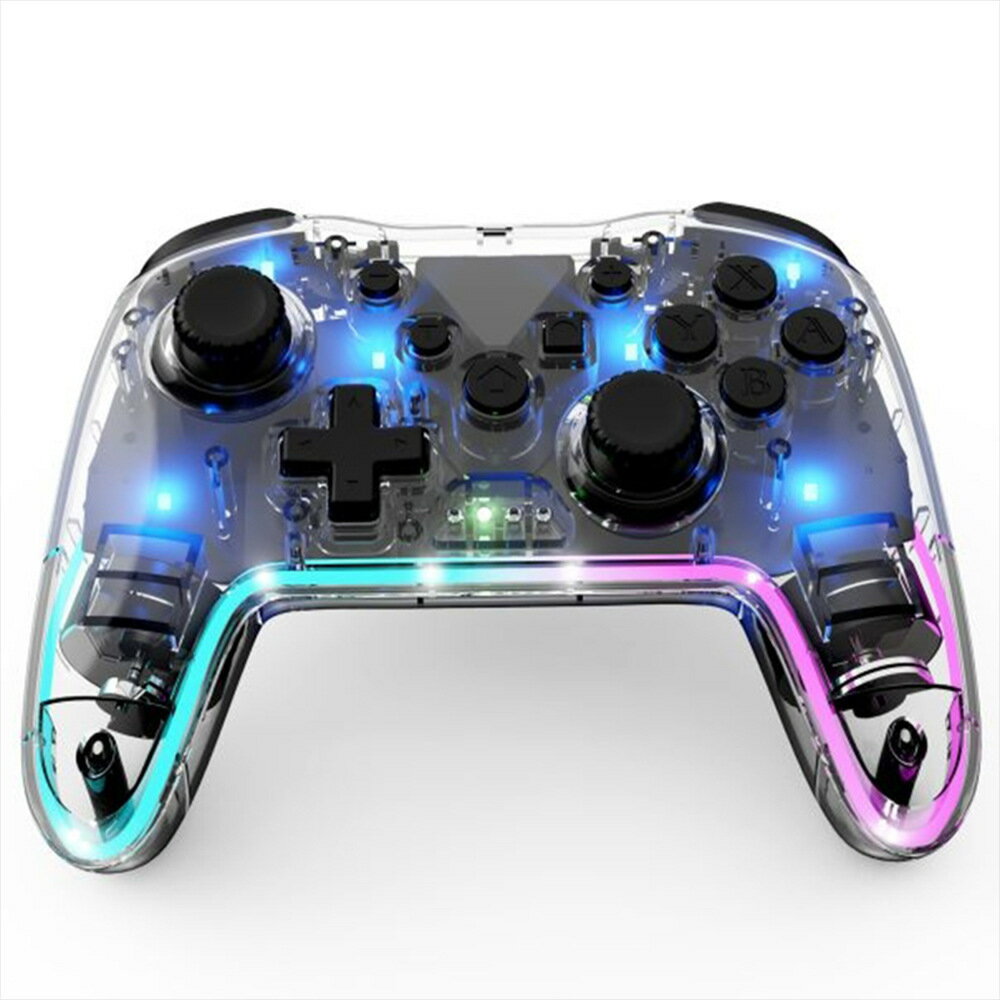任天堂switch藍芽無線手柄RGB炫彩透明手柄PC安卓遊戲手柄控製器