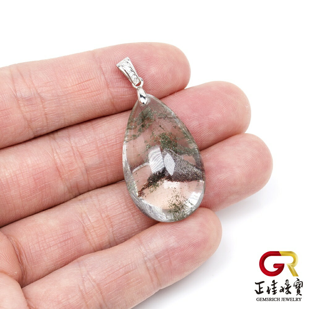 綠幽靈 頂級冰種金字塔 11.6g 綠幽靈吊墜 幽靈幻象水晶 925銀白K 正佳珠寶 8