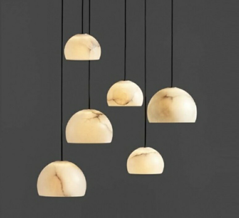 設計師燈具床頭北歐簡約茶臥室日式飯廳廚房餐廳半圓云石燈罩吊燈 2