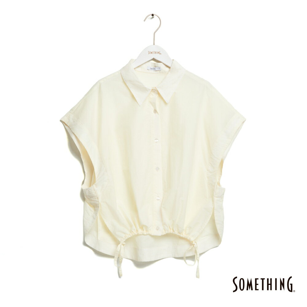 SOMETHING 女款 前短後長抽繩襯衫 (米白色)