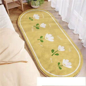 現代加厚仿羊絨床邊地毯臥室長條床邊毯客廳床前地毯茶幾沙發地毯 卡布奇諾