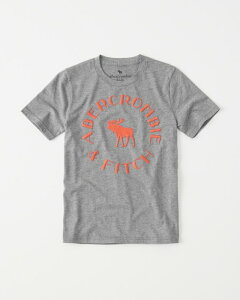 美國百分百【Abercrombie & Fitch】T恤 AF 短袖 麋鹿 大logo 女 男 情侶裝 灰色 XS S號 青年版 H992