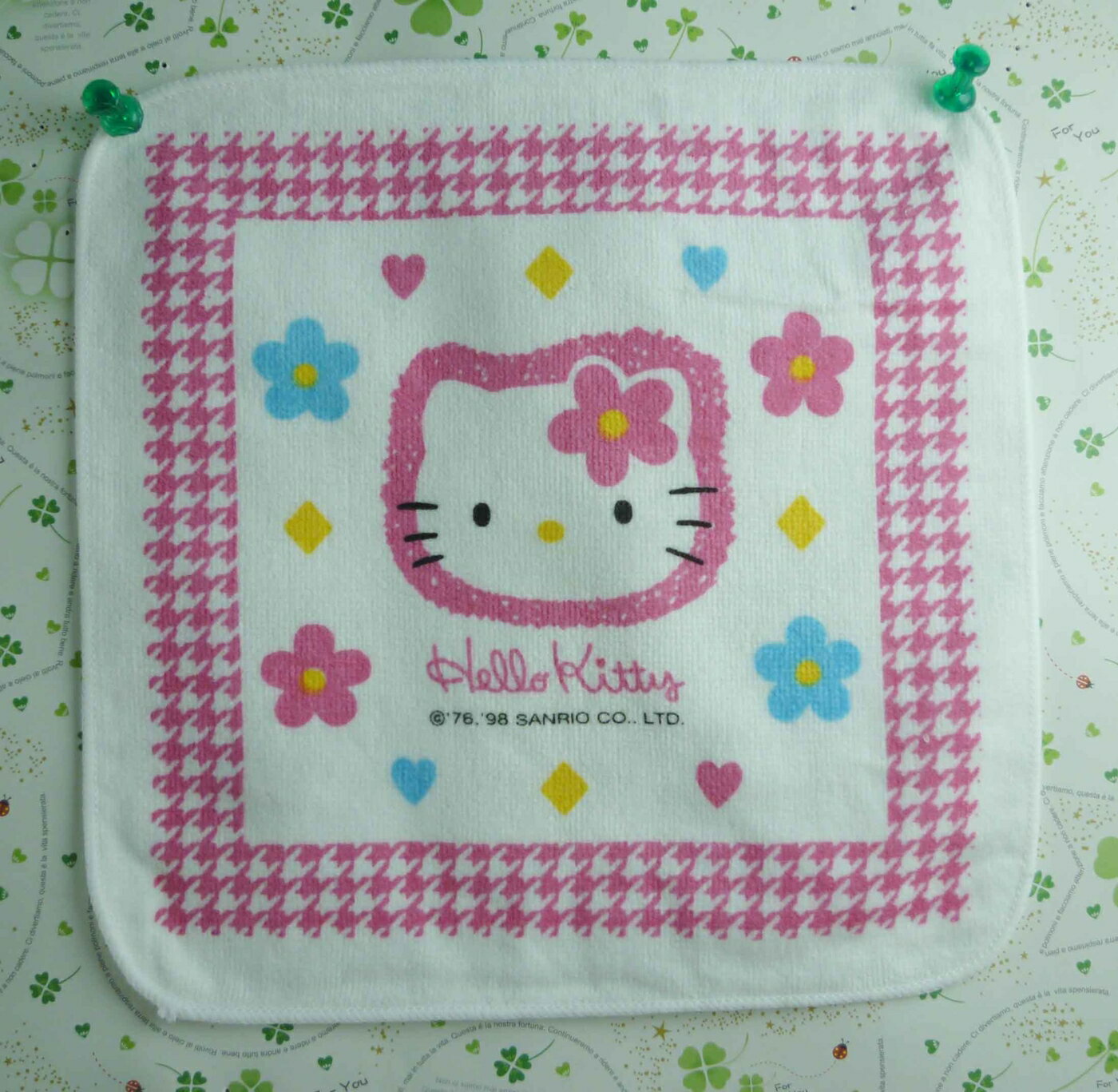 【震撼精品百貨】Hello Kitty 凱蒂貓 方巾-限量款-粉藍花朵頭 震撼日式精品百貨