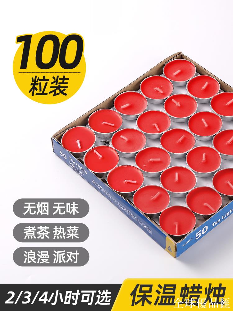 【全球優品匯】蠟燭家用無煙無味上供鋁皮茶爐茶燭香薰春節過年元宵節小紅臘燭燈