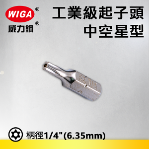 WIGA 威力鋼 1/4＂(6.35MM)工業級25MM起子頭/中空星型(十支裝)