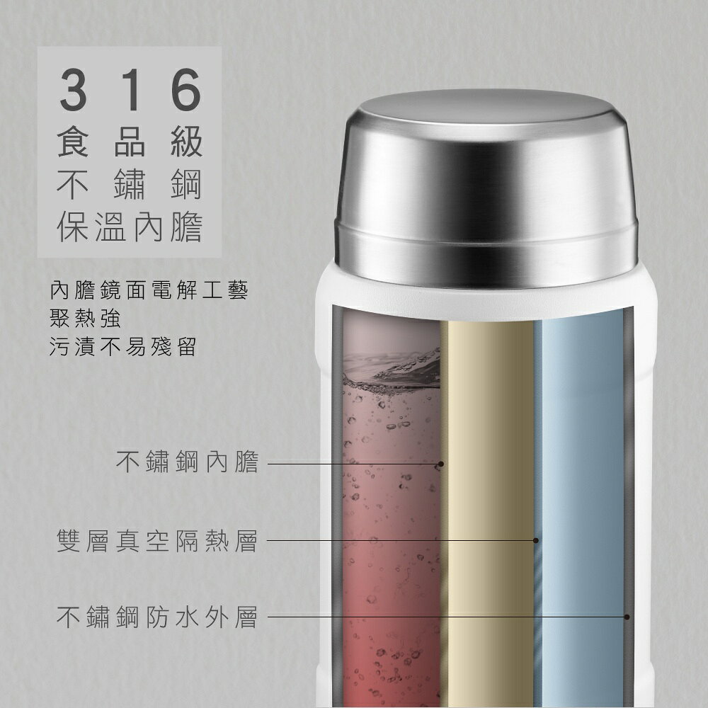 【KINYO】316不鏽鋼真空燜燒罐 800ml (KIM-48) 附贈不鏽鋼湯匙、杯蓋碗&雙層保溫袋 2