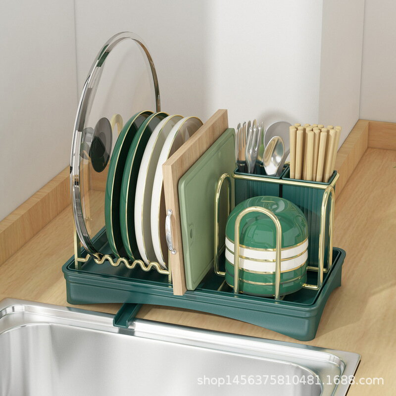 廚房置物架碗碟收納架臺面瀝水碗架放餐具筷子家用碗柜導流整理架