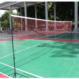 【可擕式多功能網架-5.1米單打型-鋁管+尼龍球網-5.1*1.55米-1套/組】折疊標準羽毛球網 移動 送吸汗帶穩定鉤-56007