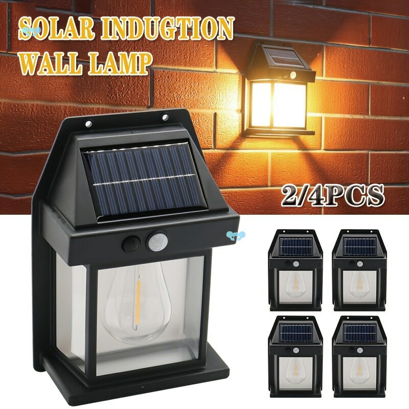 2/4PCS Solar Tungsten WAll Lights Outdoor, Motion Sensor