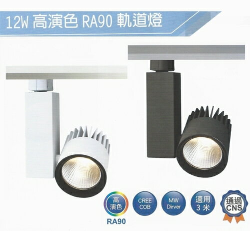 【燈王的店】舞光 LED 12W Ra90 黑鑽石軌道燈 白框/黑框 全電壓 LED-TR12FL