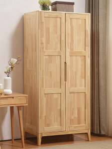 楓林宜居 北歐風格衣柜實木家用兩門日式原木橡木衣柜現代簡約臥室主臥衣櫥