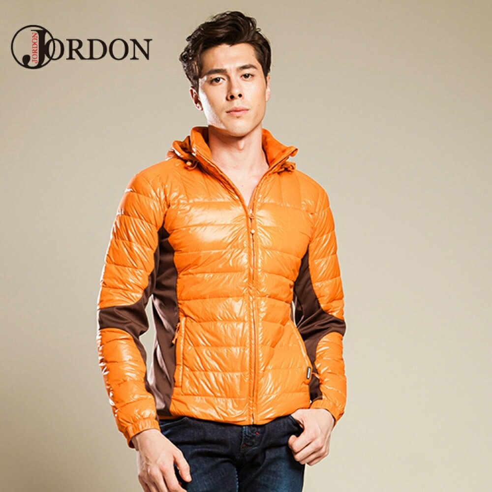【JORDON 橋登 男 超輕撥水羽絨夾克《深橘》】993/輕量羽絨衣/羽絨外套/保暖外套