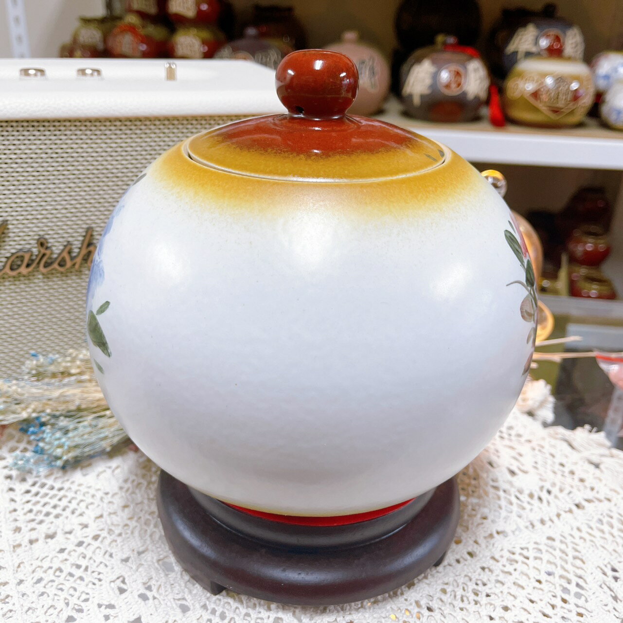 Sweet Heart 田芯開運精選 💯鶯歌陶瓷 手工製作 有蓋彩繪花開富貴 聚寶盆 套組 茶倉 系列 🇹🇼 台灣 6