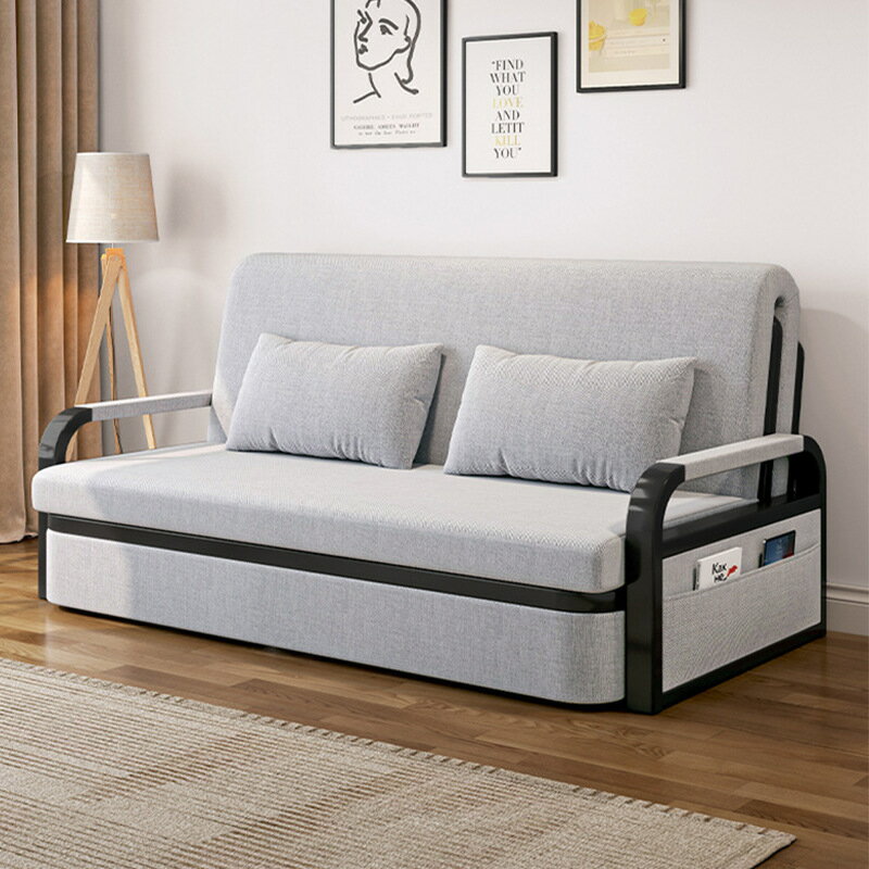 【品質保證】沙發 沙發床折疊兩用多功能床雙人小戶型網紅款單人實木伸縮床
