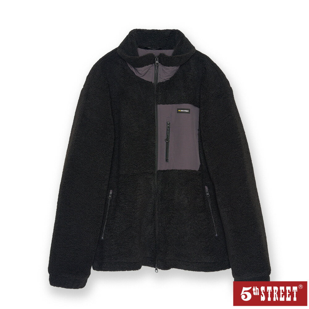 男裝 冬季保暖毛毛外套 黑色 (510624) 【5th STREET】【APP下單天天10%回饋】 治裝激推 最高折426