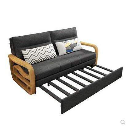 實木沙發床可摺疊1.5米小戶型雙人坐臥兩用布藝1.8多功能沙發床