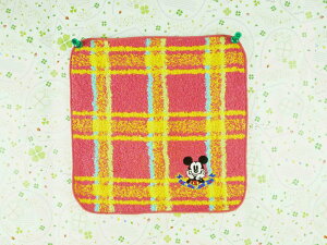 【震撼精品百貨】Micky Mouse 米奇/米妮 小方巾-橘格子 震撼日式精品百貨