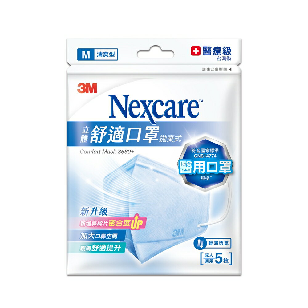 【醫護寶】3M-舒適口罩 8660 清爽型5片