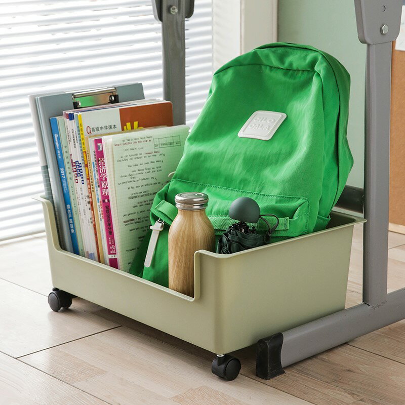 床底收納箱帶滑輪放床下學生教室用書箱帶滑輪可移動書本收納盒高