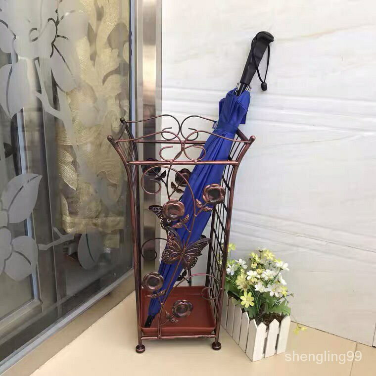 歐式復古鐵藝家用雨傘架大堂酒店雨傘桶創意垃圾桶收納架門口傘架