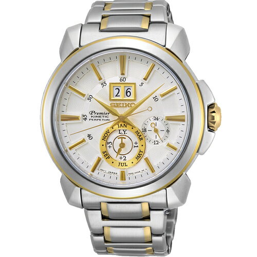 SEIKO 精工錶 Premier人動電能萬年曆腕錶 7D56-0AG0K(SNP166J1)-42mm-白面鋼帶【刷卡回饋 分期0利率】【APP下單22%點數回饋】