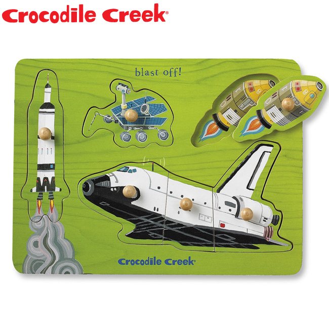 《美國Crocodile Creek》寶寶木製拼圖(太空世界)