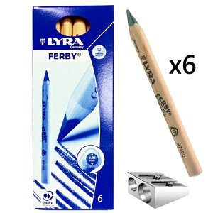 【德國LYRA】兒童三角原木鉛筆(12cm) 6入 (內附：德國LYRA雙孔筆削) 產地：德國