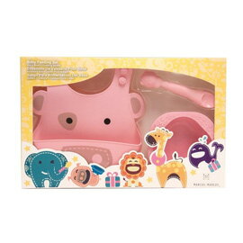 【加拿大MARCUS＆MARCUS】動物樂園餵食禮盒組-粉紅豬(粉) / 彌月禮盒
