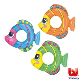 《Bestway》可愛熱帶魚造型充氣泳圈-隨機出貨(69-20543)