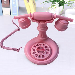 老式電話 室內電話 有線電話 復古仿古電話 機 粉色少女心時尚創意可愛座機 個性卡通家用坐機 懷舊 全館免運