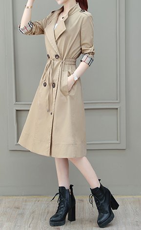 FINDSENSE品牌 秋季 新款 韓國 氣質 優雅 修身 顯瘦 長袖 中長款 風衣 時尚休閒 潮流外套