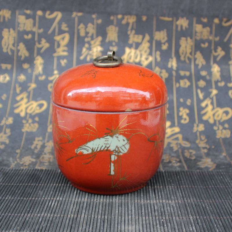 仿古做舊鶴圖青花瓷茶葉罐密封罐普洱罐花茶罐通用家居舊陶瓷擺件