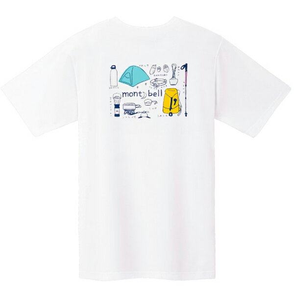 日本【Montbell】WIC.T MOUNTAIN GEAR 登山裝備短袖排汗T恤 (白/粉紅)