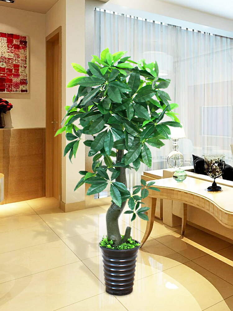 假 樹發財樹仿真植物盆栽室內裝飾塑料 花客廳大型綠植落地擺件大